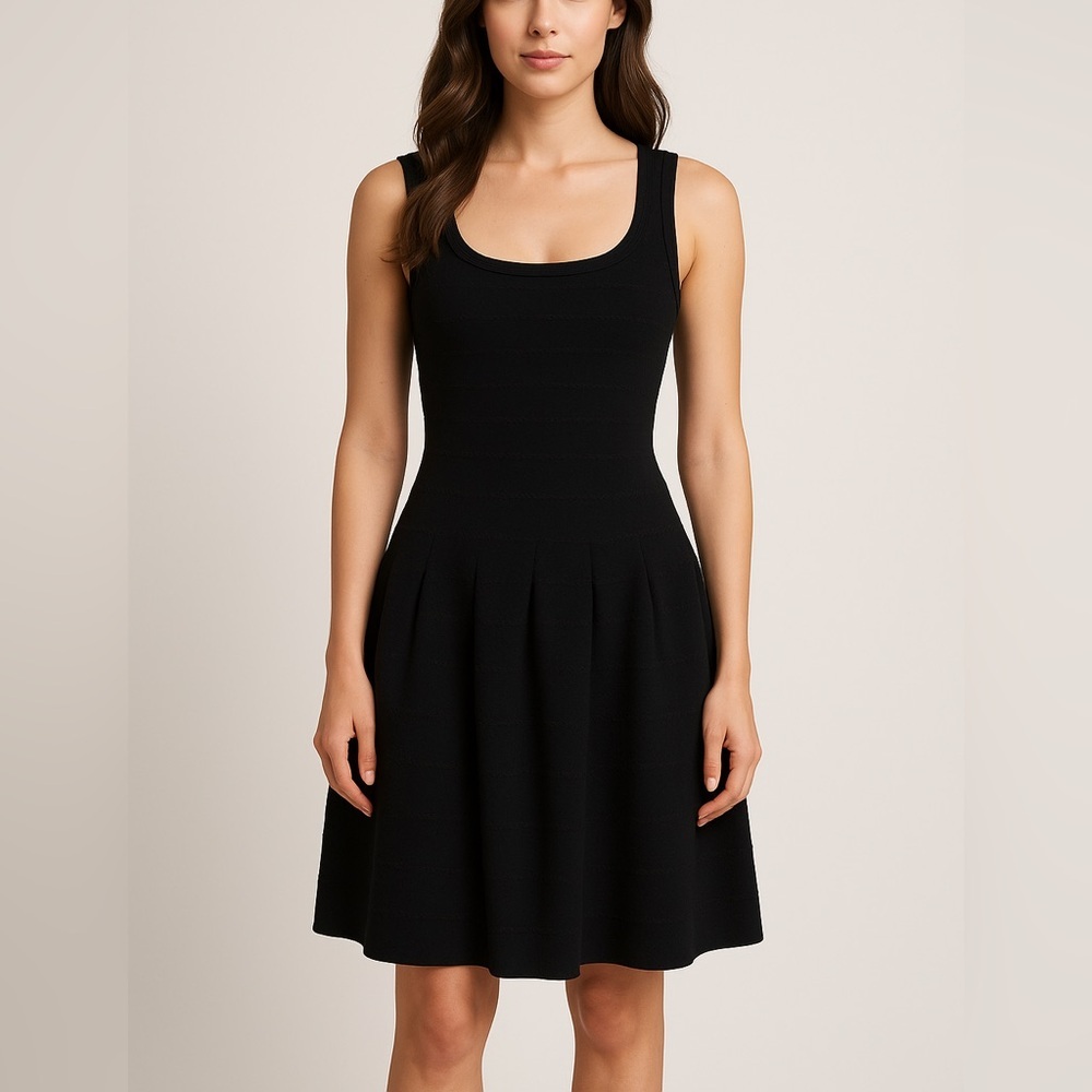 Azzedine ALAIA Dress Knit Fit Flare 40 Black